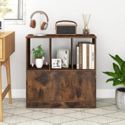Gainoom 3-Cube Brown Bookcase 3-Tier Bookshelf With Cabinet Modern Book Shelf For Small Space - thumbnail 3