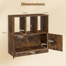 Gainoom 3-Cube Brown Bookcase 3-Tier Bookshelf With Cabinet Modern Book Shelf For Small Space - thumbnail 2