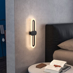 Living And Home Black Frame Modern Oval Led 15W Indoor Wall Light Bedside Sconce With Acrylic Shade 40Cm Warm Light - thumbnail 2