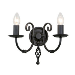 Elstead Artisan 2 Light Indoor Candle Wall Light Black, E14