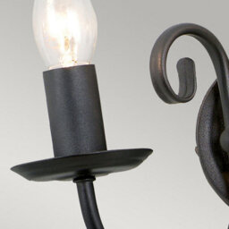 Luminosa Lighting Elstead Artisan 2 Light Indoor Candle Wall Light Black, E14 - thumbnail 4