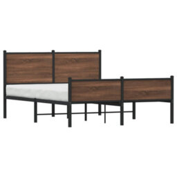 Berkfield Metal Bed Frame Without Mattress Brown Oak 140X200 Cm - thumbnail 4