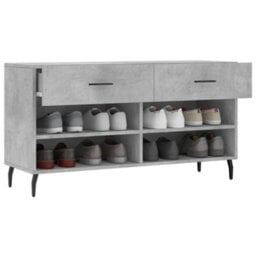 Berkfield Industrial Shoe Bench Concrete Grey 102X35X55 Cm Engineered Wood - thumbnail 4
