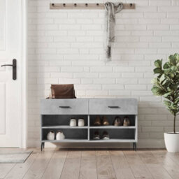 Berkfield Industrial Shoe Bench Concrete Grey 102X35X55 Cm Engineered Wood - thumbnail 2