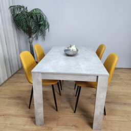 Kosy Koala Wooden Rectangle Dining Table Set With 4 Mustard Gem Pattern Chairs - Dining Room Furniture - thumbnail 4