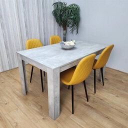 Kosy Koala Wooden Rectangle Dining Table Set With 4 Mustard Gem Pattern Chairs - Dining Room Furniture