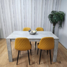 Kosy Koala Wooden Rectangle Dining Table Set With 4 Mustard Gem Pattern Chairs - Dining Room Furniture - thumbnail 3