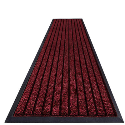 Imperial Rooms Dirt Absorbent Red Rubber Mat Non Slip Washable Striped Barrier Mat 0.8M X 3M - image 1