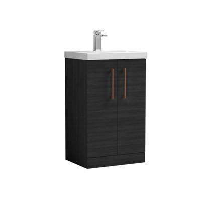 Balterley Bramshall Modern Bathroom 2 Soft Close Door & Mid-Edge Vanity Unit Basin, Charcoal Black, 510mm - image 1