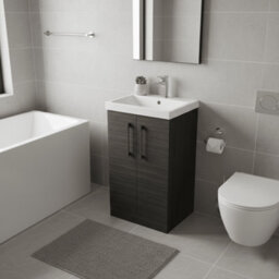 Balterley Bramshall Modern Bathroom 2 Soft Close Door & Mid-Edge Vanity Unit Basin, Charcoal Black, 510mm - thumbnail 4
