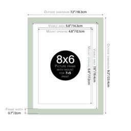 "8X6"" Mint Green Frame With Mount For 7X5"" Pictures 20mm Thin Edge Portrait And Landscape Display With Wall Hooks And Kickstand" - thumbnail 2