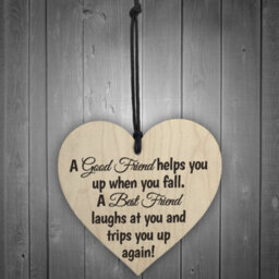 Red Ocean  Best Friend Trips You When You Fall Wooden Hanging Heart - thumbnail 2