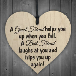 Red Ocean  Best Friend Trips You When You Fall Wooden Hanging Heart - thumbnail 1