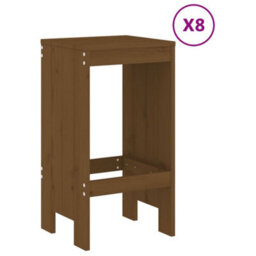 Berkfield 9 Piece Garden Bar Set Honey Brown Solid Wood Pine - thumbnail 3