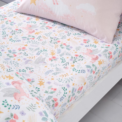 Catherine Lansfield Fairytale Unicorn Fitted Sheet White - image 1