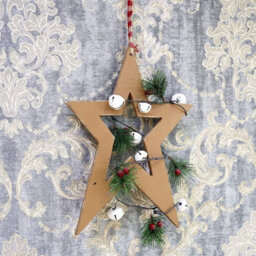 Shatchi Wooden Hanging Decoration Star Shape Light Brown 18X1.2X26 Cm - thumbnail 5