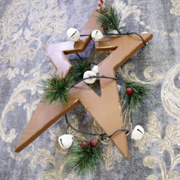 Shatchi Wooden Hanging Decoration Star Shape Light Brown 18X1.2X26 Cm - thumbnail 7
