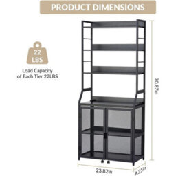 Bookshelf Desk W/ Storage Shelf Metal Bookcase Floor Standing Office Desk Black - thumbnail 2