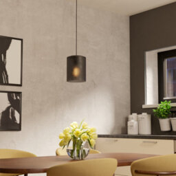 Eglo Colomera Black Steel & Glass Modern Minimalist Pendant