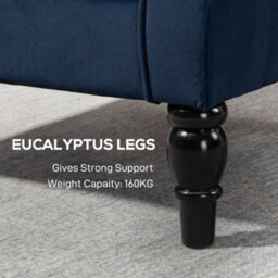 Wyld Haus Rake Dark Blue Retro Wingback Accent Chair With Button Tufting And Velvet-Effect Upholstery - thumbnail 7