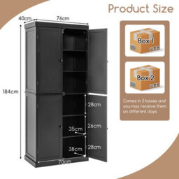 Costway Kitchen Buffet Sideboard Freestanding Pantry Cabinet Storage Cupboard W/ 4 Doors - thumbnail 3