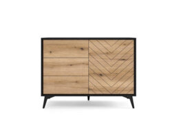 Arte Diamond Sideboard Cabinet - Modern And Elegant Storage Unit With Oak Evoke Front And Black Matt Carcass W1040mm X H770mm X D390mm - thumbnail 2