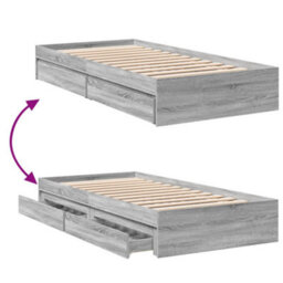 Berkfield Bed Frame With Drawers Without Mattress Grey Sonoma 90X200 Cm - thumbnail 7
