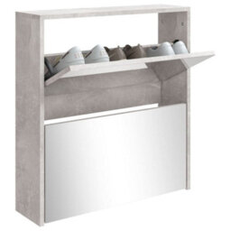 Berkfield Shoe Cabinet With Mirror 2-Layer Concrete Grey 63X17X67 Cm - thumbnail 3