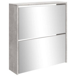 Berkfield Shoe Cabinet With Mirror 2-Layer Concrete Grey 63X17X67 Cm - thumbnail 4