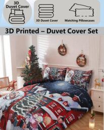 TheWhiteWater Limited Christmas Santa Vibes Xmas Duvet Set 3D Print Polycotton Bedding Set - thumbnail 3