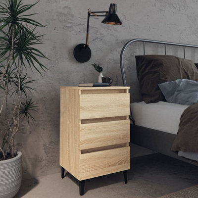 Walplus Bed Cabinet With Metal Legs Sonoma Oak 40X35X69 Cm - image 1
