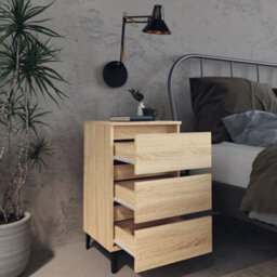 Walplus Bed Cabinet With Metal Legs Sonoma Oak 40X35X69 Cm - thumbnail 3