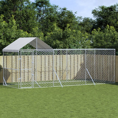 Walplus Outdoor Dog Kennel With Roof Silver 6X2X2.5 M Galvanised Steel - image 1