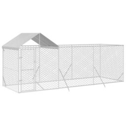 Walplus Outdoor Dog Kennel With Roof Silver 6X2X2.5 M Galvanised Steel - thumbnail 3
