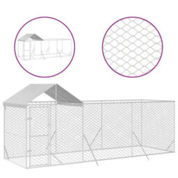 Walplus Outdoor Dog Kennel With Roof Silver 6X2X2.5 M Galvanised Steel - thumbnail 2