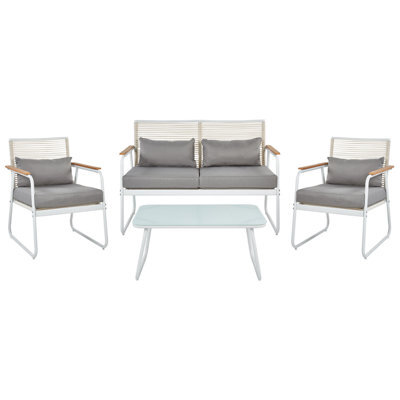 Beliani Garden Lounge Set With Table 4 Seater Pomonte Metal White - image 1