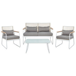 Beliani Garden Lounge Set With Table 4 Seater Pomonte Metal White - thumbnail 1