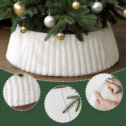 Amorly Christmas Tree Collar, Rustic White Luxury Plush Faux Fur Tree Ring With Striped Texture, Boho Style Xmas Tree Skirt - thumbnail 4