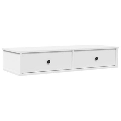 Berkfield Durable Wall Shelf With Drawers White 100X37.5X19 Cm Engineered Wood