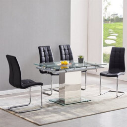 Furniture in Fashion Enke Extending Clear Glass Dining Table With Chrome Base - thumbnail 4