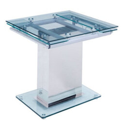 Furniture in Fashion Enke Extending Clear Glass Dining Table With Chrome Base - thumbnail 2