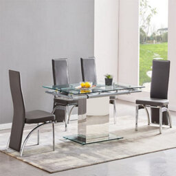 Furniture in Fashion Enke Extending Clear Glass Dining Table With Chrome Base - thumbnail 6