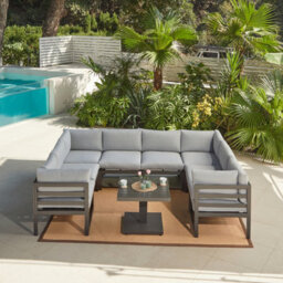 Home Detail Faro U-Shape Garden Set With Rising Table, Dark Grey - thumbnail 1