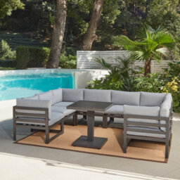 Home Detail Faro U-Shape Garden Set With Rising Table, Dark Grey - thumbnail 2