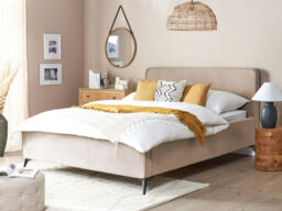 Beliani Bed Velvet Valognes 160 X 200 Cm (Eu King Size) Taupe - thumbnail 2