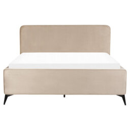 Beliani Bed Velvet Valognes 160 X 200 Cm (Eu King Size) Taupe - thumbnail 4