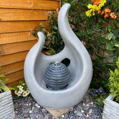 Outdoor Living UK Abstract Flame Solar Powered Water Feature With Cover - image 1