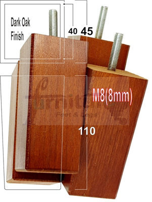 L&F 4X Replacement Furniture Legs Solid Wood 110mm High Sofas Chairs Settee Cabinets Legs M8 Tsp2055 Dark Oak - image 1