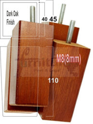 L&F 4X Replacement Furniture Legs Solid Wood 110mm High Sofas Chairs Settee Cabinets Legs M8 Tsp2055 Dark Oak - thumbnail 1