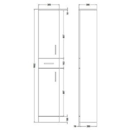 Nuie 350mm Tall Unit,nuie Mayford 2 Door And 1 Drawer Floorstanding Tall Storage Unit - thumbnail 4